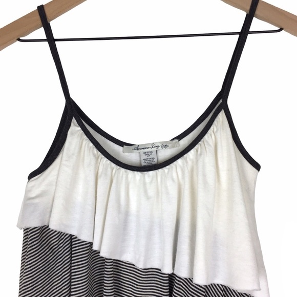 AMERICAN RAG Cami Tank Top Tiered Colorblock Stripe Minimalist Linen Size Small - Picture 2 of 8